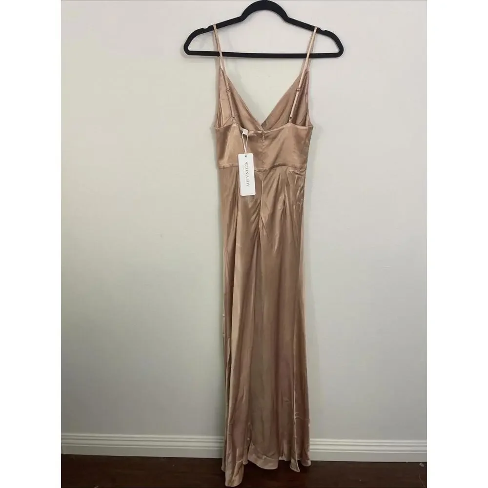 Shona Joy La Lune Cross Draped Maxi satin Dress desert rose SZ 4 NWT $360 msrp - Picture 5 of 8